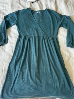Madewell Ribbed Mid-Length Dress in Robins Egg